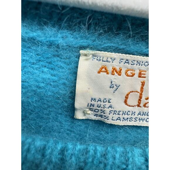 VINTAGE ANGELON BY DARLENE French Angora/Lamb Wool Sweater Blue W's Size 40 USA - Picture 5 of 11